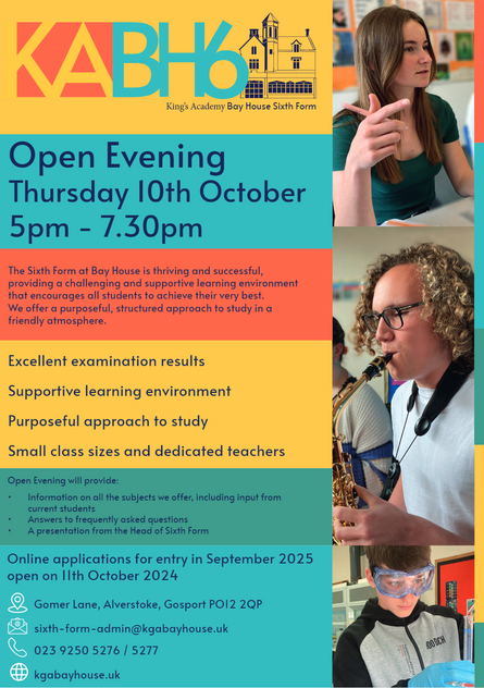 King's Academy Bay House Sixth Form Open Events